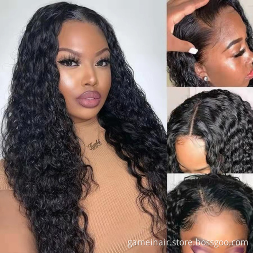 China supplier wholesale frontal custom wigs 100%transparent lace water wave human hair wigs curly wig hair brazilian human hair